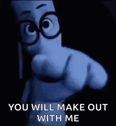 Cartoon With Glasses Pointing You Will Make Out With Me GIF