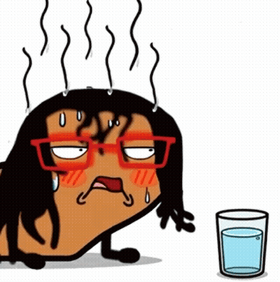 Cartoon With Glasses Sweating Beside Water Glass GIF