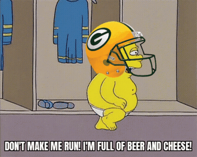 Cartoon With Green Bay Packers Helmet Says Don't Make Me Run GIF