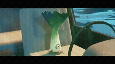 Cartoon With Leeks Head Sitting In Back Seat Of Car GIF