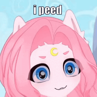 Cartoon With Pink Hair And Blue Eyes Says I Peed GIF