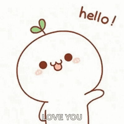 Cartoon With Plant Saying Hello! Love You GIF
