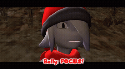 Cartoon With Red Scarf Saying Bully Focus GIF