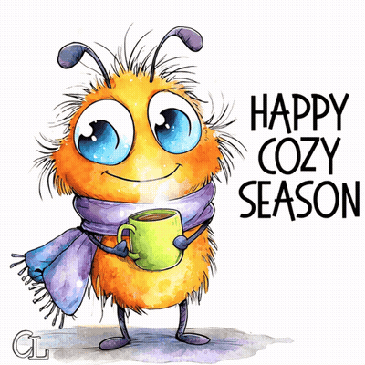 Cartoon With Scarf Holding Coffee Happy Cozy Season GIF
