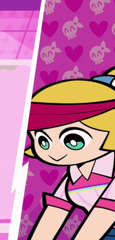 Cartoon With Skulls And Hearts On Purple Background GIF