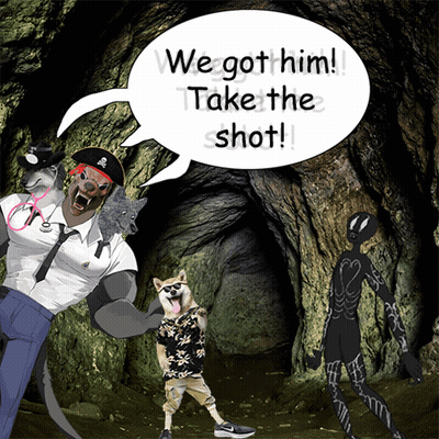 Cartoon With Speech Bubble Saying We Got Him Take The Shot GIF