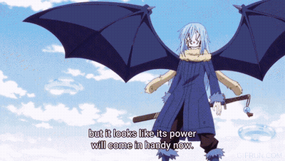 Cartoon With Sword And Wings Says Power Handy Now GIF