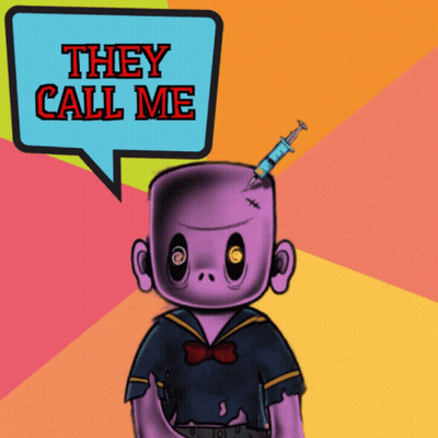 Cartoon With Syringe In Head Saying Snack Daddy GIF