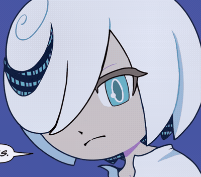 Cartoon With White Hair And Blue Eyes Saying S GIF