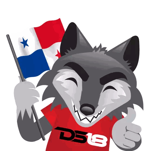 Cartoon Wolf Holding Flag In D58 Shirt Sticker