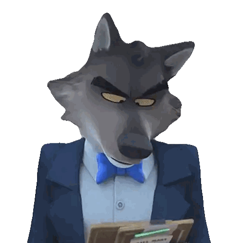 Cartoon Wolf In Suit Holding Clipboard Sticker