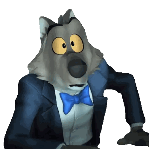 Cartoon Wolf In Tuxedo And Blue Bow Tie Sticker