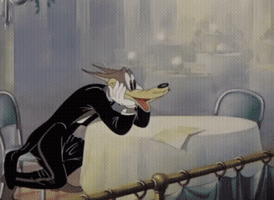 Cartoon Wolf Sitting with Mouth Open