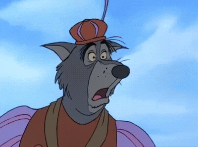 Cartoon Wolf Wearing Crown And Purple Robe GIF