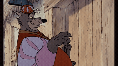 Cartoon Wolf Wearing Hat And Vest GIF