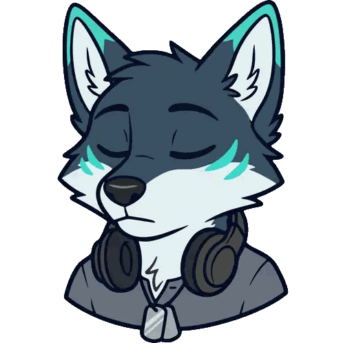 Cartoon Wolf With Headphones Sticker