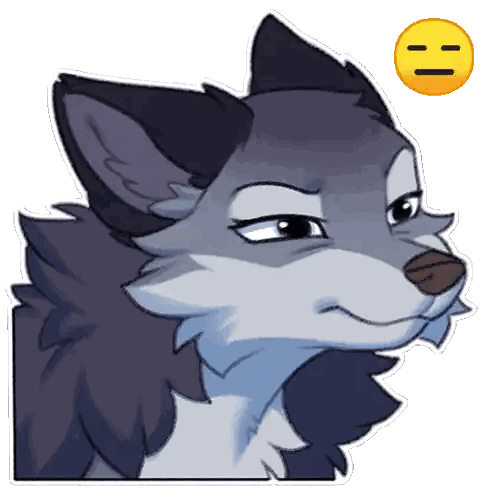 Cartoon Wolf With Smiley Face Sticker