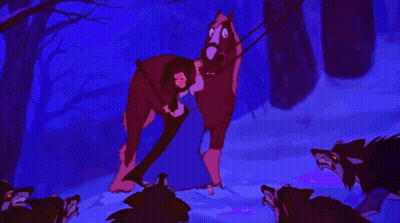 Cartoon Wolves With Mouths Open Purple Background GIF