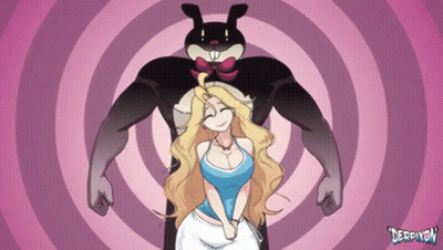 Cartoon Woman And Rabbit With Derpikon GIF