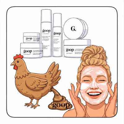 Cartoon Woman Applying Goop Next To Chicken GIF