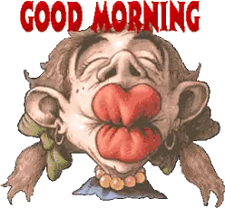 Cartoon Woman Blowing Kiss Good Morning Sticker