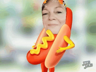 Cartoon Woman Dressed As Hot Dog GIF