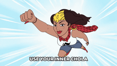 Cartoon Woman Flying Use Your Inner Chola GIF