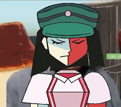 Cartoon Woman Half Red Half White Face GIF