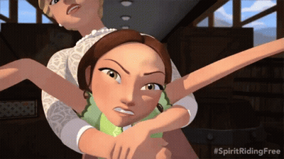 Cartoon Woman Holding Another Woman #SpiritRidingFree GIF