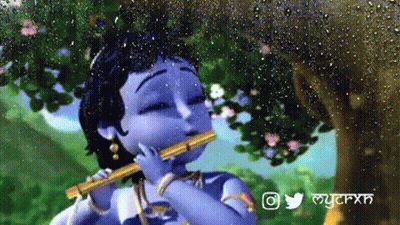 Cartoon Woman Holding Baby Krishna With Krishna Janmashtami GIF
