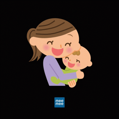 Cartoon Woman Holding Baby Saying Baby Mommy Time GIF