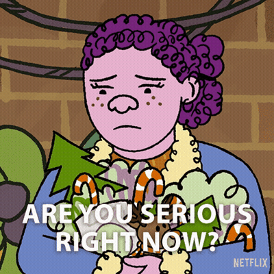 Cartoon Woman Holding Candy Canes Saying Are You Serious Right Now GIF