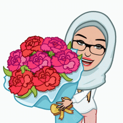 Cartoon Woman Holding Carnations GIF