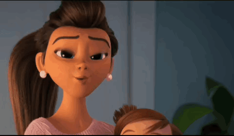 Cartoon Woman Holding Child Making Funny Face GIF