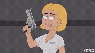 Cartoon Woman Holding Gun Netflix GIF