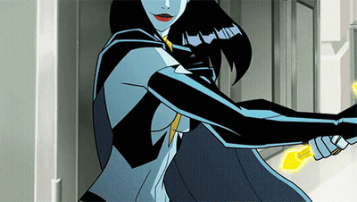 Cartoon Woman Holding Lightning Bolt GIF