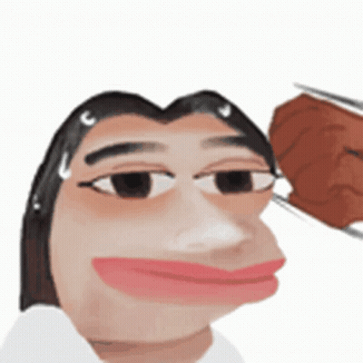 Cartoon Woman Holding Meat On Head GIF