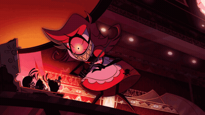 Cartoon Woman Holding Microphone In Dark Room GIF