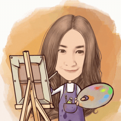 Cartoon Woman Holding Palette And Brush GIF