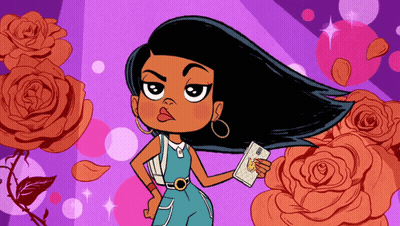 Cartoon Woman Holding Phone GIF
