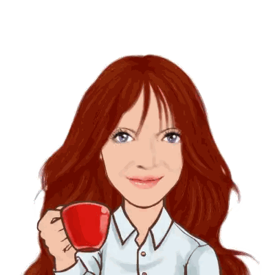 Cartoon Woman Holding Red Cup Sticker