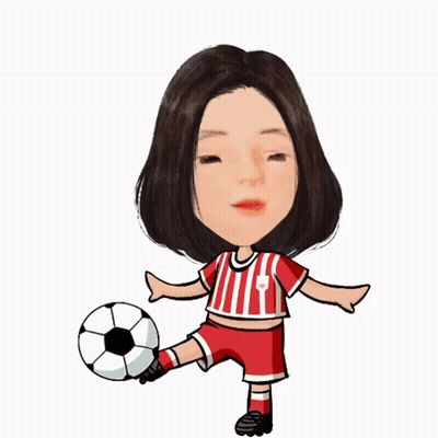 Cartoon Woman Holding Soccer Ball GIF