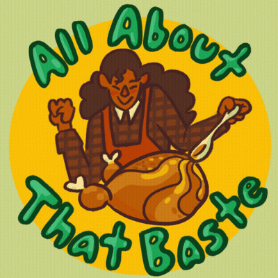 Cartoon Woman Holding Turkey All About That Baste GIF