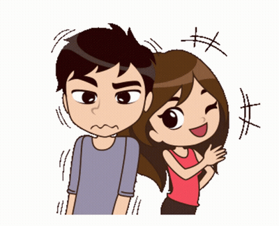 Cartoon Woman Hugging Man GIF