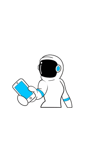 Cartoon Woman In Astronaut Suit Holding Cell Phone Sticker
