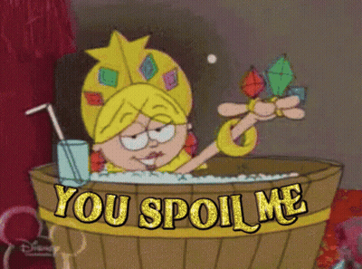 Cartoon Woman In Bathtub Saying You Spoil Me GIF