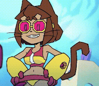 Cartoon Woman In Bikini And Sunglasses GIF