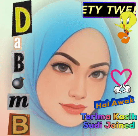 Cartoon Woman In Blue Hijab Terima Kasih Sudi Joined GIF