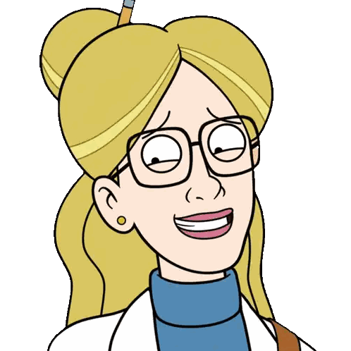 Cartoon Woman In Glasses And Blue Sweater Sticker