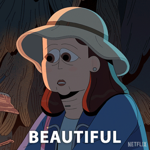 Cartoon Woman In Hat With Beautiful Below Her GIF